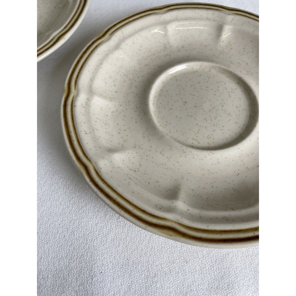 Crown Manor Autumn Blossom Handpainted Stoneware Saucers Japan Speckled Set Of 2